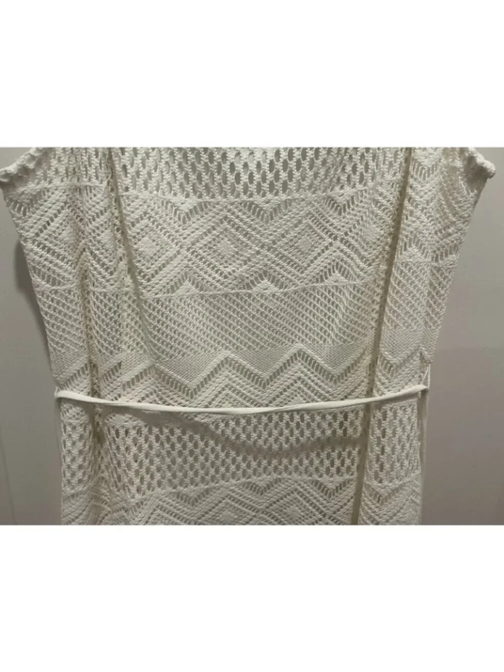 Sandra Darren Maxi Dress See Measurements Off White Beaded Neck Line Lace Lined - Picture 3 of 14